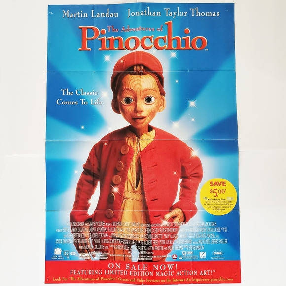 Vintage 90s JTT Jonathan Taylor Thomas Pinocchio DVD/VHS Movie Wall Poster - Picture 3 of 15
